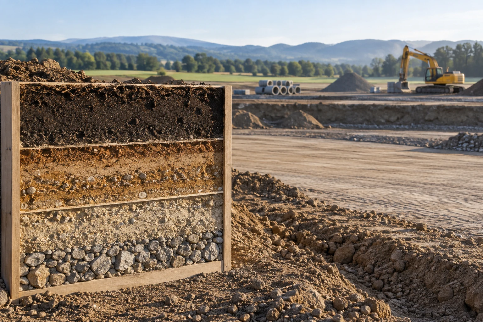 An orderly ground investigation setting with a layered soil display.